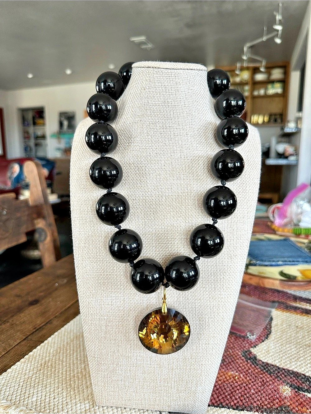 Queen Gypsy Black Bubble Gum Necklace with  Pendant